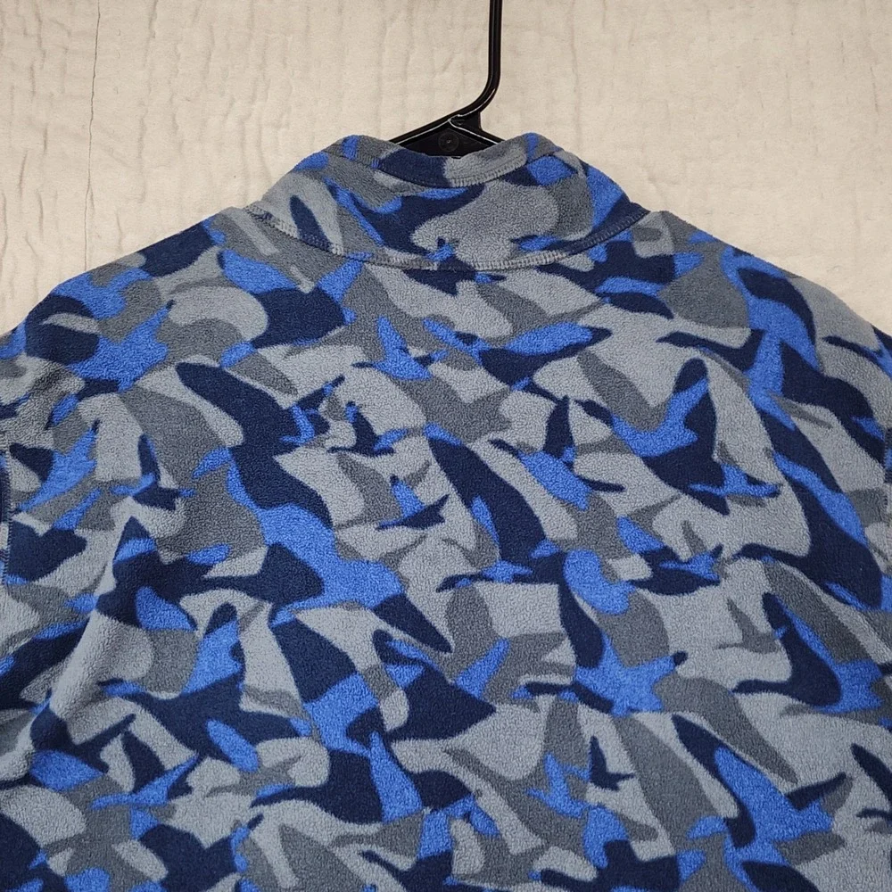 Eddie Bauer First Ascent 1/4 Zip Fleece XL Mens Blue Goose Bird Camo Pullover